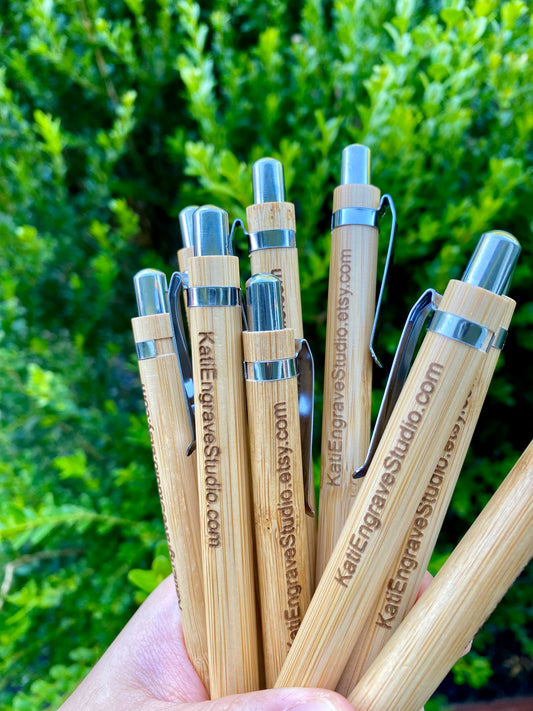 Custom Message Bamboo Pen Sets